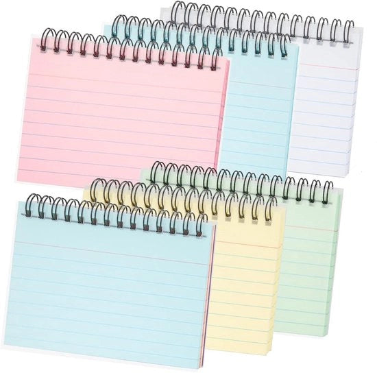 Cartelle di indice multicolore 125 x 75 cm - Cartelle di revisione per scuola e ufficio - Blocchi di note spiralette colorati - Pelle - 300 fogli