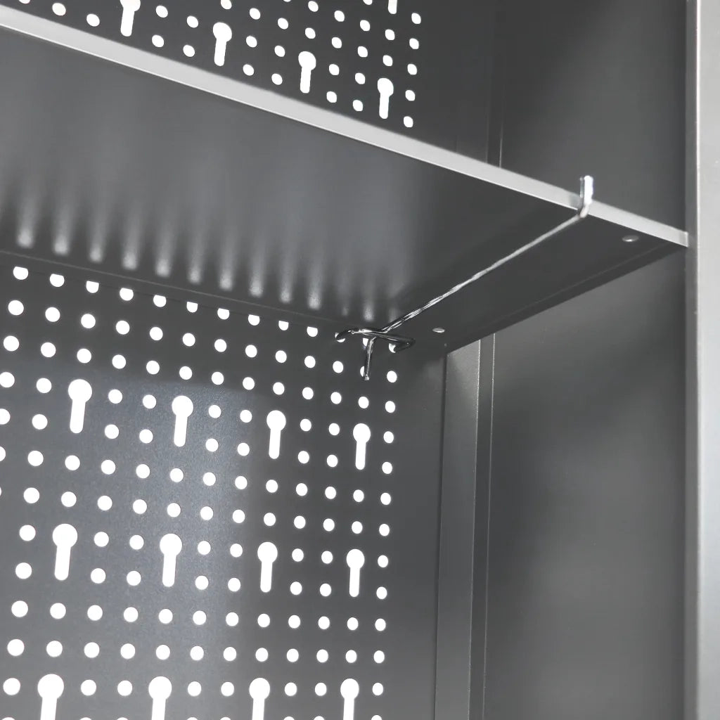 Armadio a Parete Stile Industriale in Metallo Grigio Nero 145366
