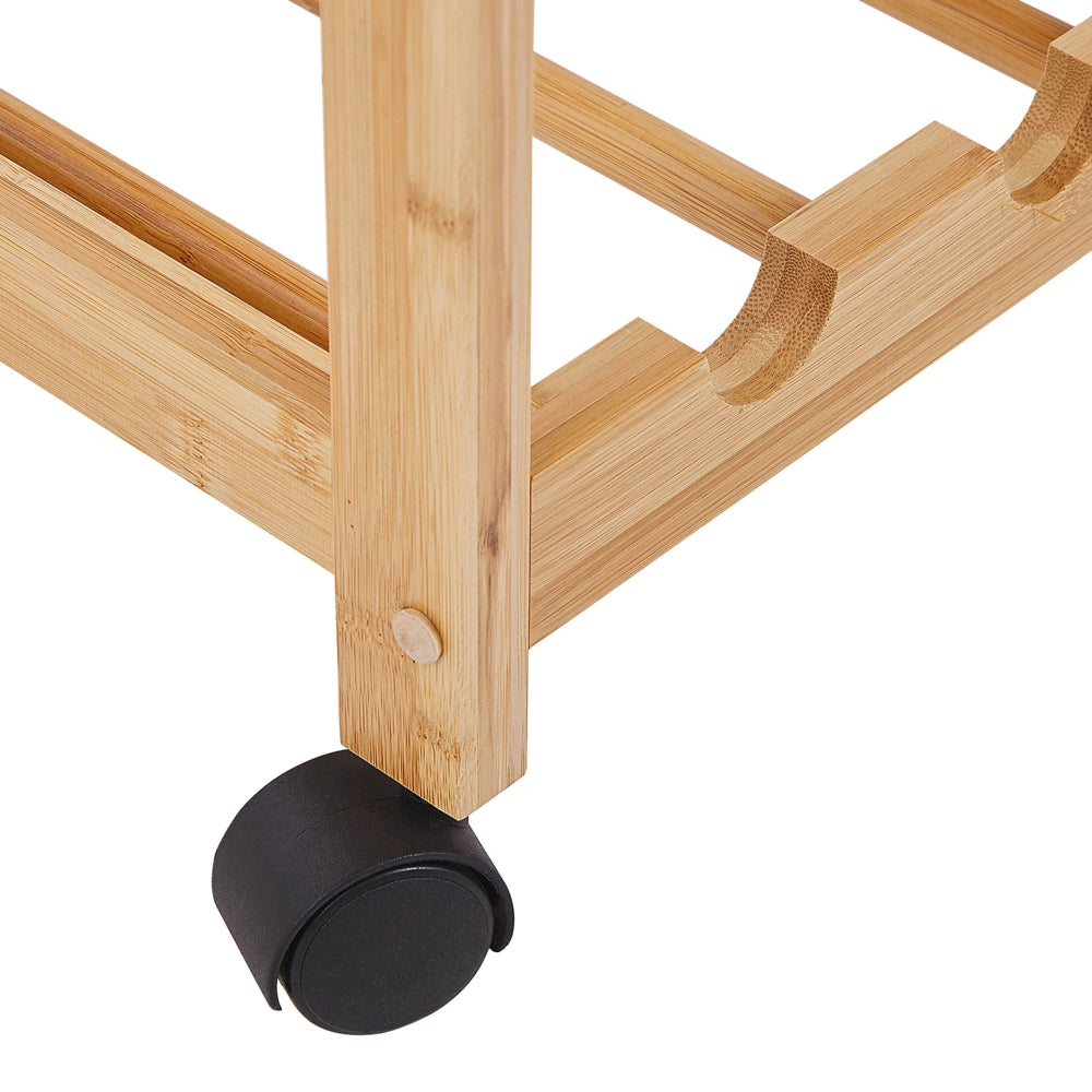 Carrello da cucina in bambù in marrone chiaro con ruote portabottiglie carrello sala da pranzo mobile