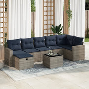 Set Divano da Giardino 8 pz con Cuscini Grigio in Polyrattan