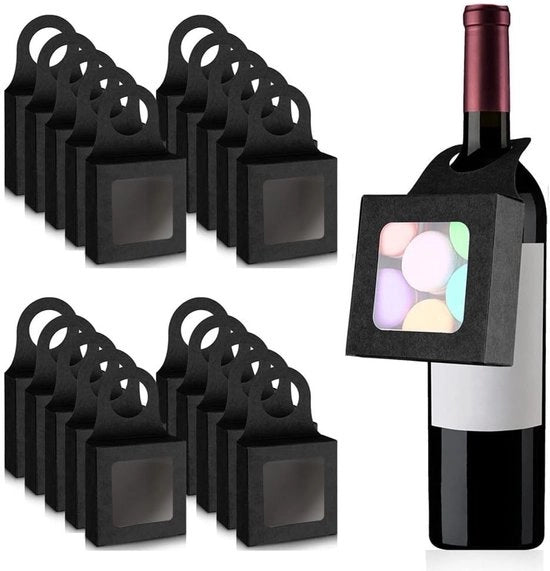 Decennio di bottiglie da vino 20 pezzi - Scatola di legno con coperchio - Design a forma di anello - Apertura trasparente - Installazione semplice - Scatola di legno con chiusura a catena