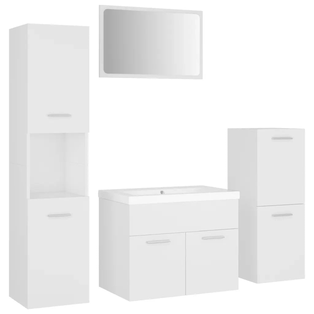 Set Mobili da Bagno Bianco in Legno Multistrato 3071090