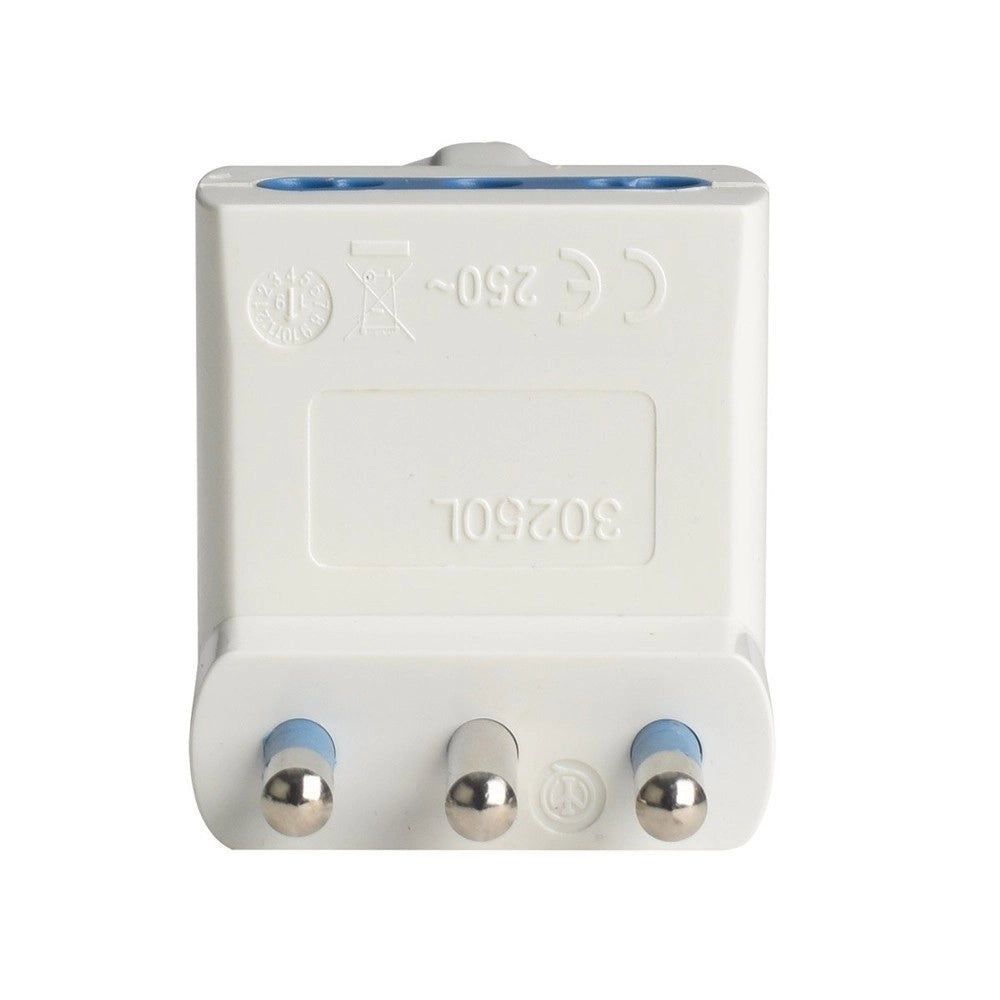 Trade Shop - Adattatore Spina Angolare 16a 2 Bipasso 10a/16a 1 Presa Schuko 16a Laterale 83054 -