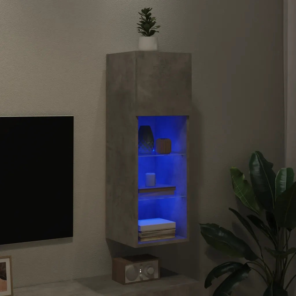 Mobile TV con Luci LED Grigio Cemento 30,5x30x90 cm 837007