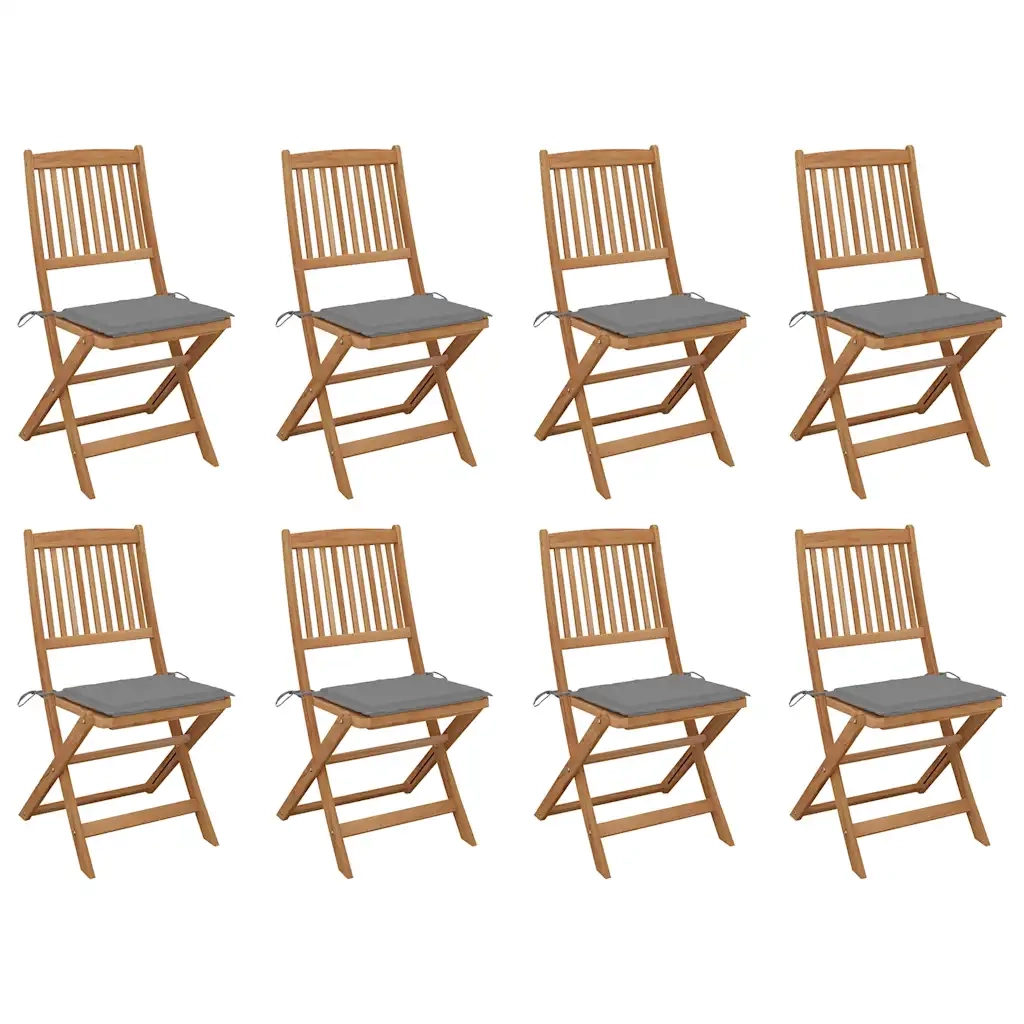 Sedie da Giardino Pieghevoli 8 pz con Cuscini Massello Acacia cod mxl 13846