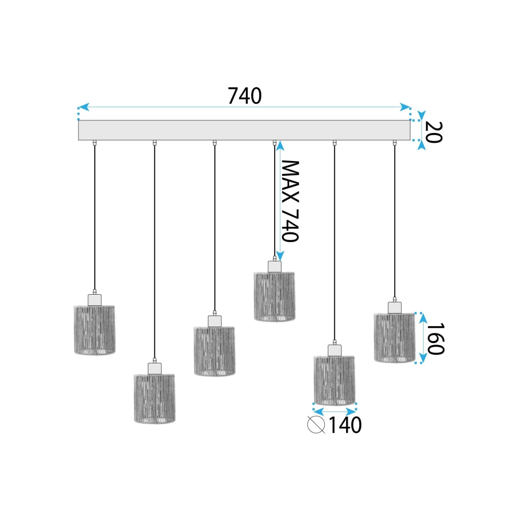 Lampada APP1822-6CP Nature Black