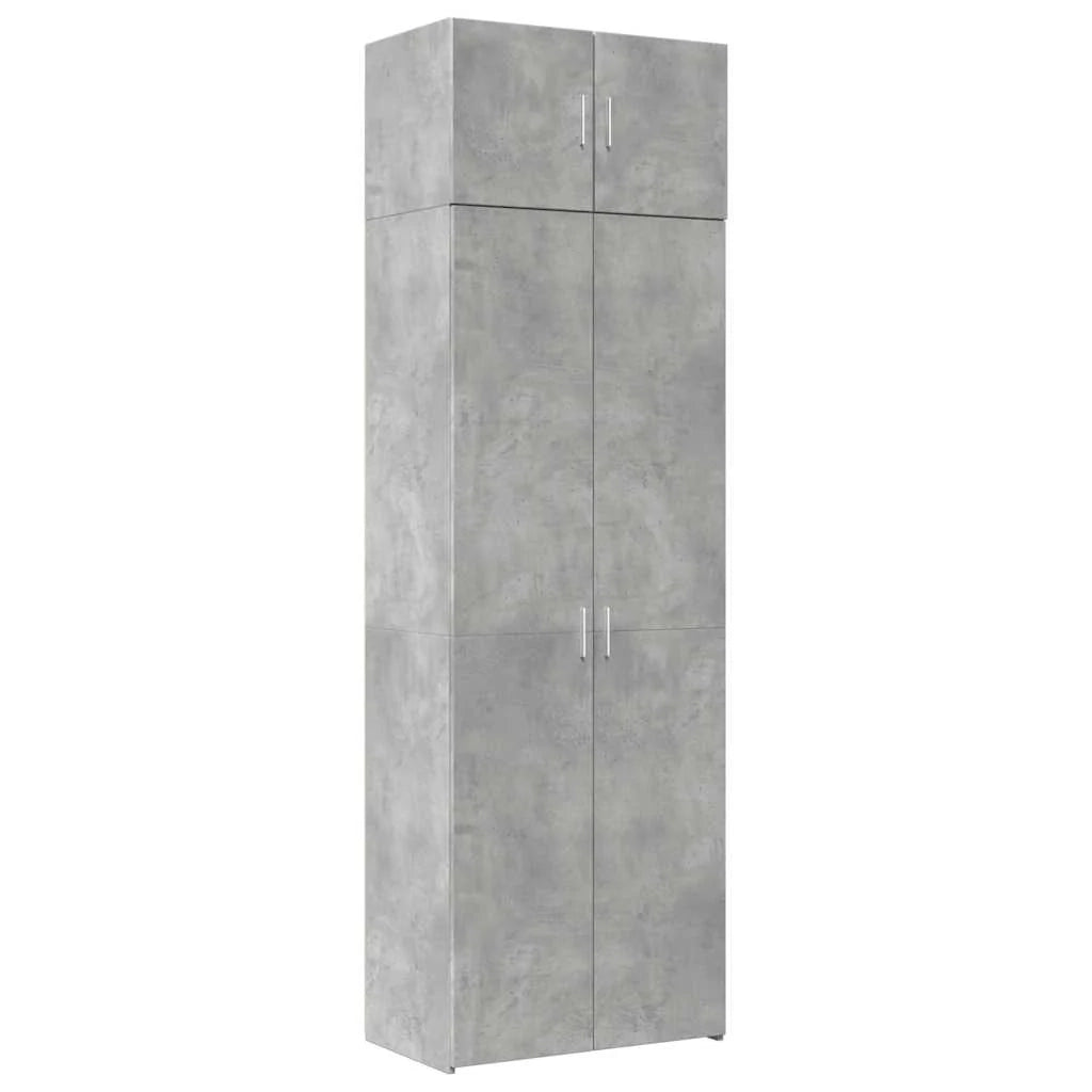 Mobile contenitore alto 70 x 42,5 x 225 cm con 8 scomparti design moderno e multifunzionale in legno composito grigio cemento 02_0055583