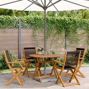 Set Pranzo da Giardino 5 pz Nero Polipropilene e Legno Massello 3281817