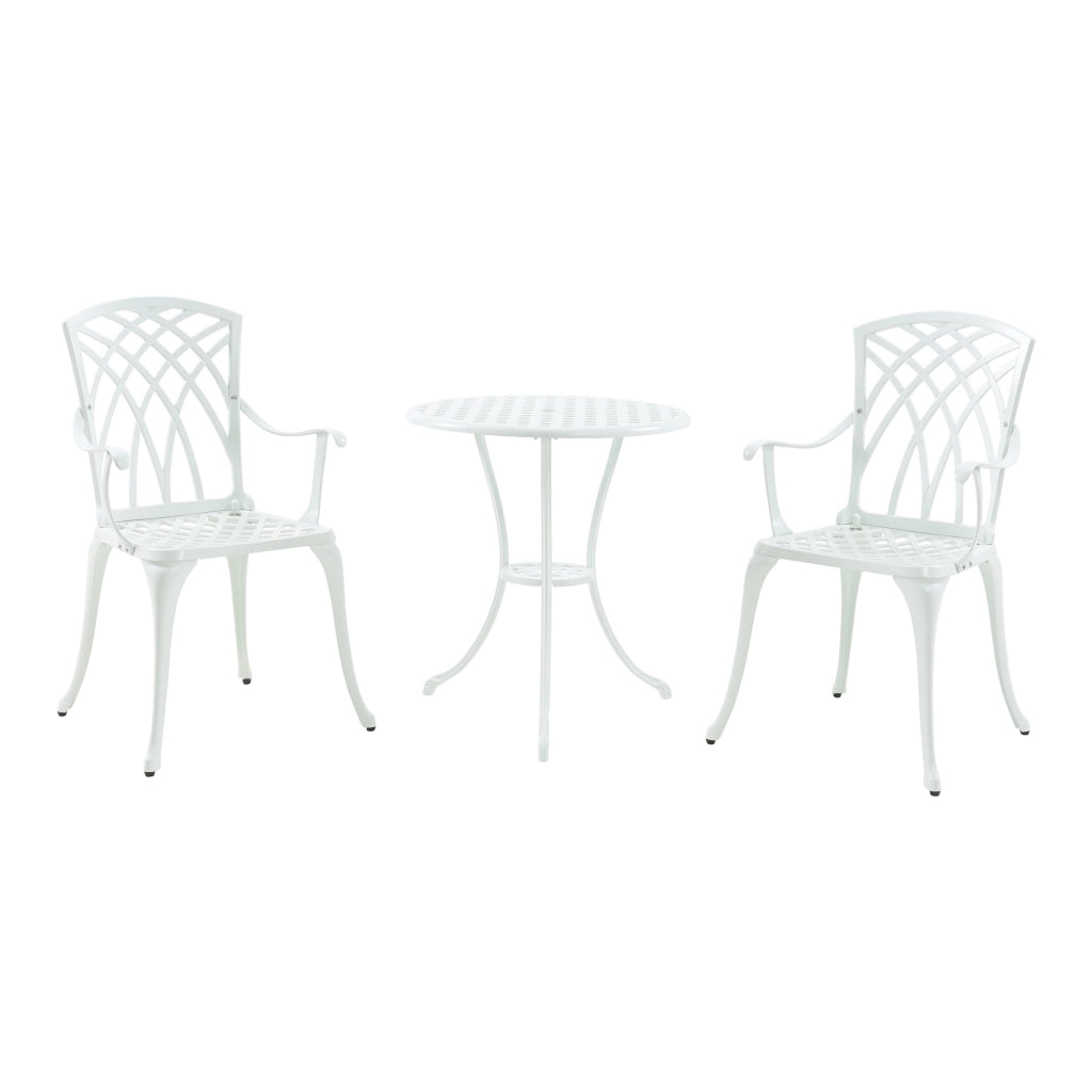 Set da Bistrot Vena in Alluminio 2 Sedie e Tavolo Rotondo - Bianco casa.pro