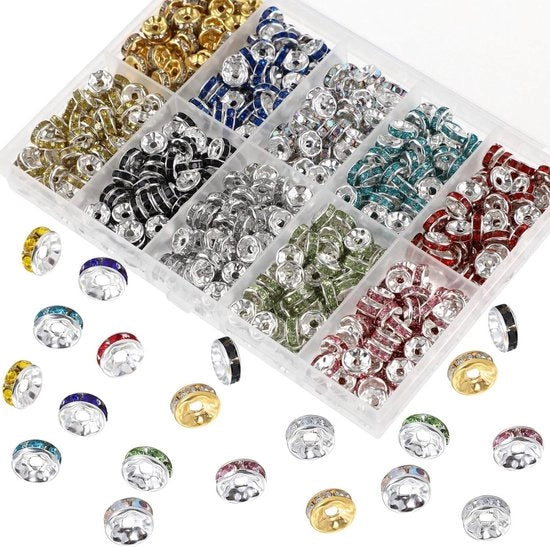 700 pezzi 8 mm spacer rotondi per creare gioielli - 10 colori spacer cristallo spacer rotondi separati