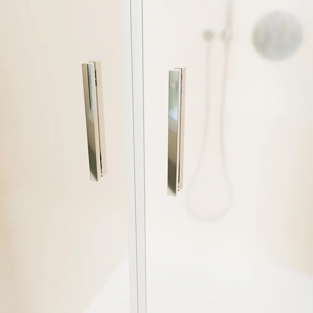 Porta doccia 75cm con apertura saloon profili slim cromati vetro 6mm opaco h190 | Portofino
