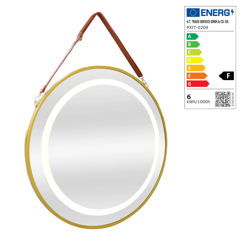 Specchio LED da Parete Picerno Ø50 cm Cornice Dorata pro.tec
