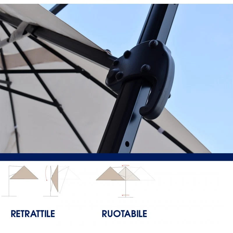 Ombrellone a braccio palo Grigio 3 x 3 in alluminio Top Eventi Store - EcrÃ¹