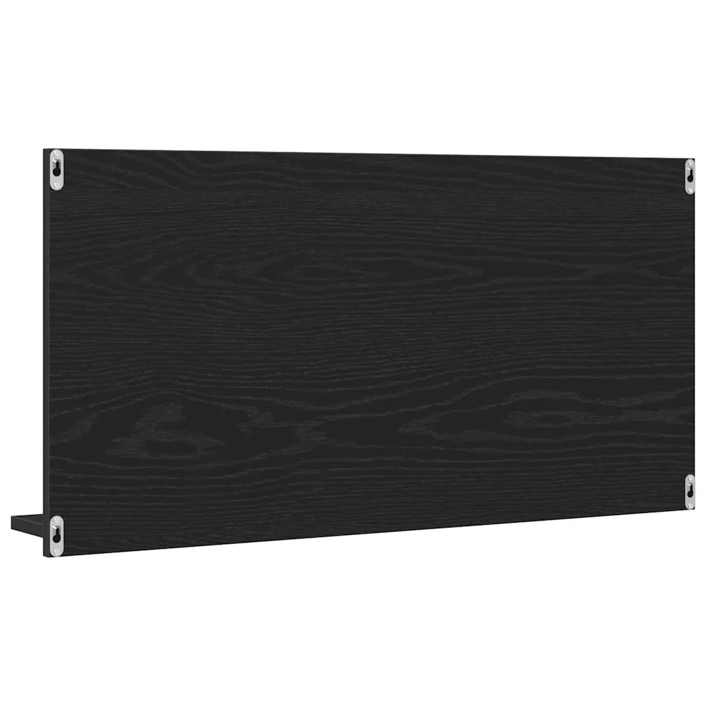 Mobiletto con Specchio per Bagno Rovere Nero 90x11x45 cm in Legno Massello 862029