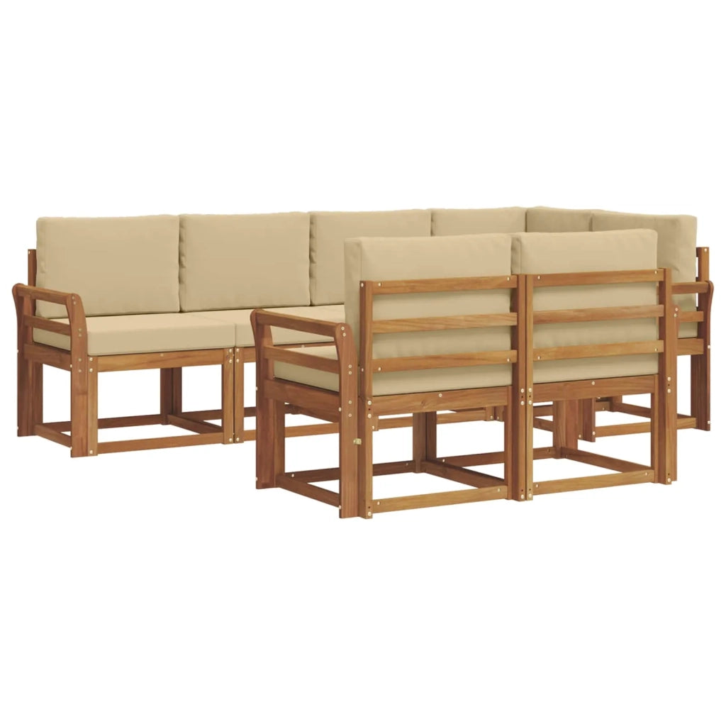 Set di divani da esterno con cuscino 7 pcs Naturale e Beige