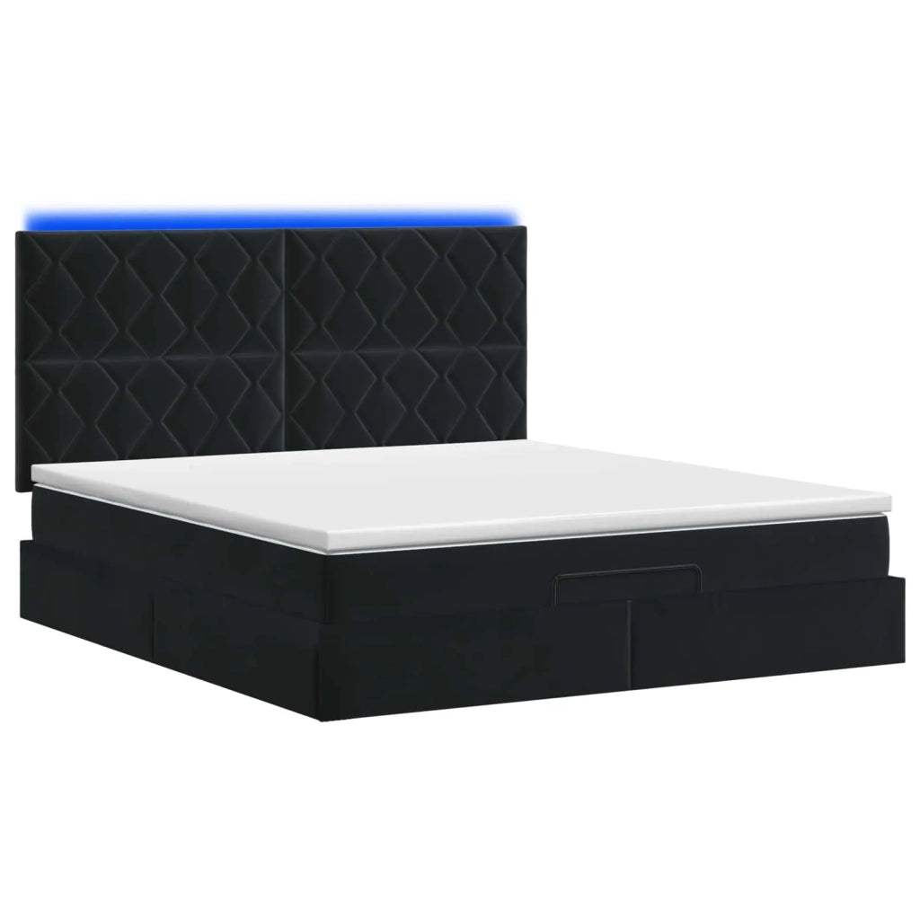 Letto Ottomano con Materasso e LED Nero 160 x 200 cm Velluto 3458387