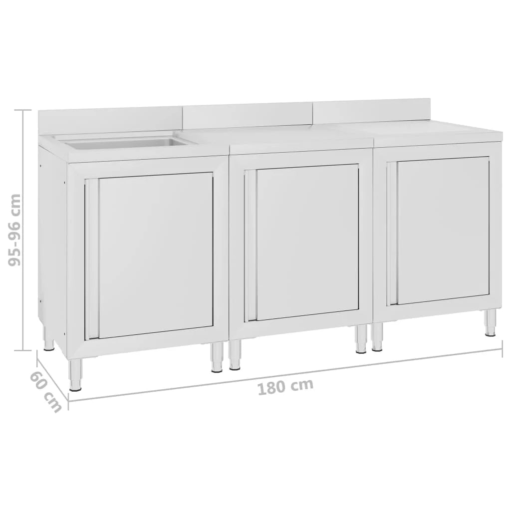 Lavello da cucina professionale 180 x 60 x 96 cm acciaio inox 02_0000721