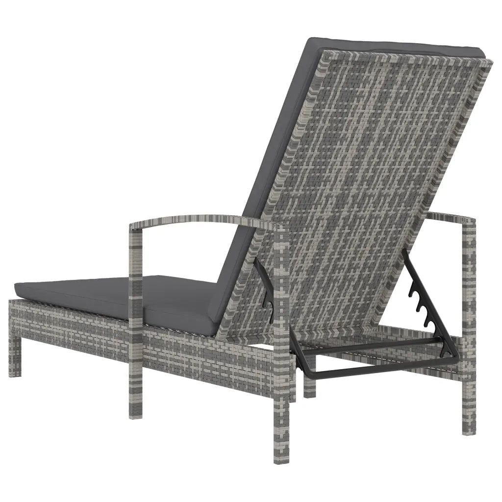 Lettino Prendisole | Sdraio da giardino | Lettino da sole con Braccioli in Polyrattan Grigio