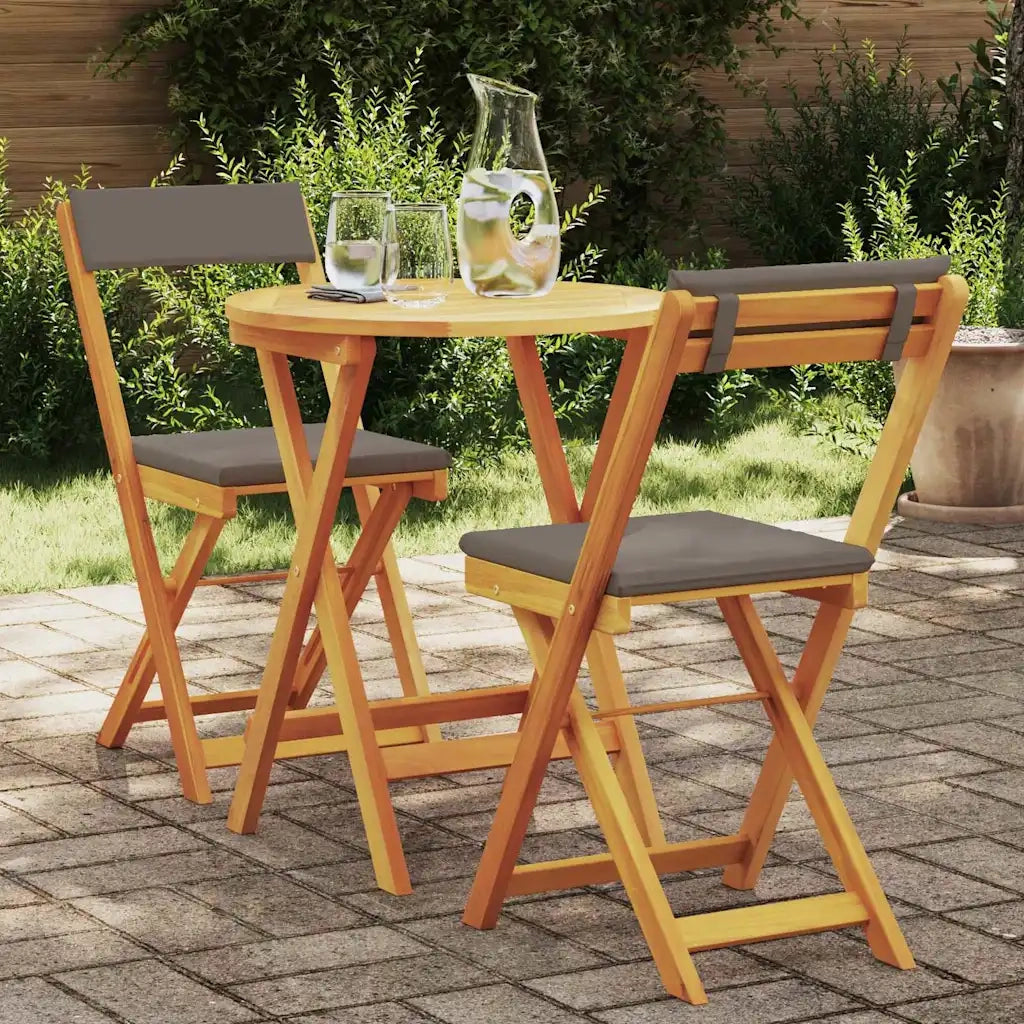 Set da Pranzo per Giardino con cuscino 3 pz | Set Salotto da Giardino Olio Naturale