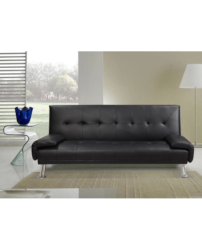 Divano letto reclinabile 3 posti ecopelle nero Sicorage Crusy