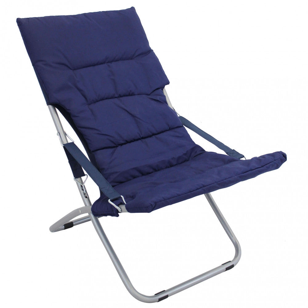 Sdraio Canapone 65x80x38/96 h cm in Acciaio Telo Oxford Blu