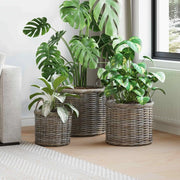 Cesto per Piante 3 pcs Grigio Kubu Rattan Kubu