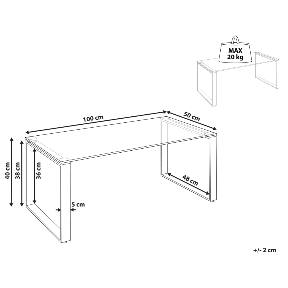 Tavolino in vetro temperato trasparente placcato in acciaio 100 x 50 cm stile moderno soggiorno