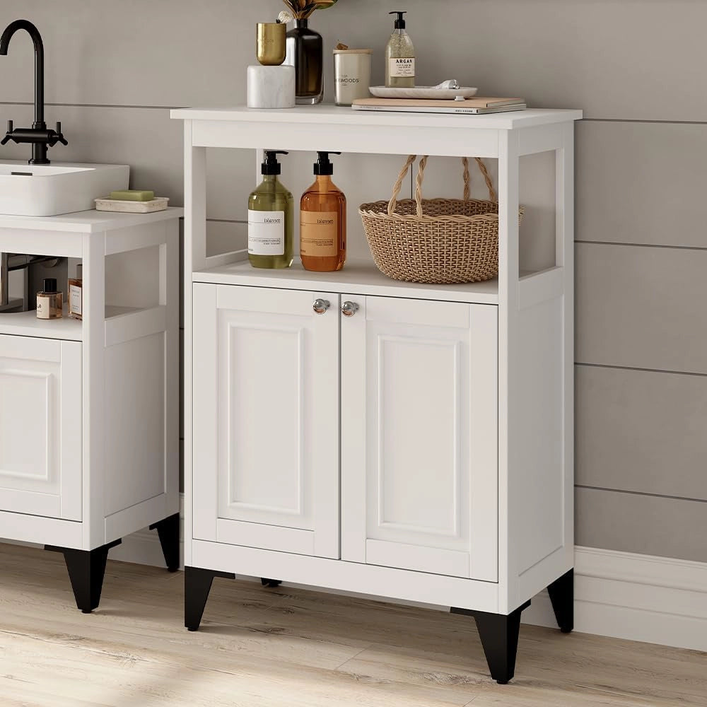 mobiletto bagno Vanity, Bianco, 60 x 85 cm, per la conservazione di articoli da bagno e asciugamani