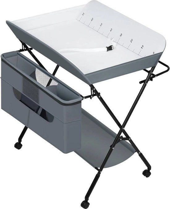 Tavolo per cambiare il pannolino - Stazione per il pannolino - Mobili per la nursery - Sicuro e protetto con serrature di sicurezza - Regolabile in altezza per comodità - Portatile con spazio di stoccaggio - 77 cm x (95-101) cm x 76 cm