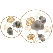 Decorazione Murale 3D in Metallo con Ginkgo ¨C Zephmum ¨C 102x66.2cm Oro e Argento