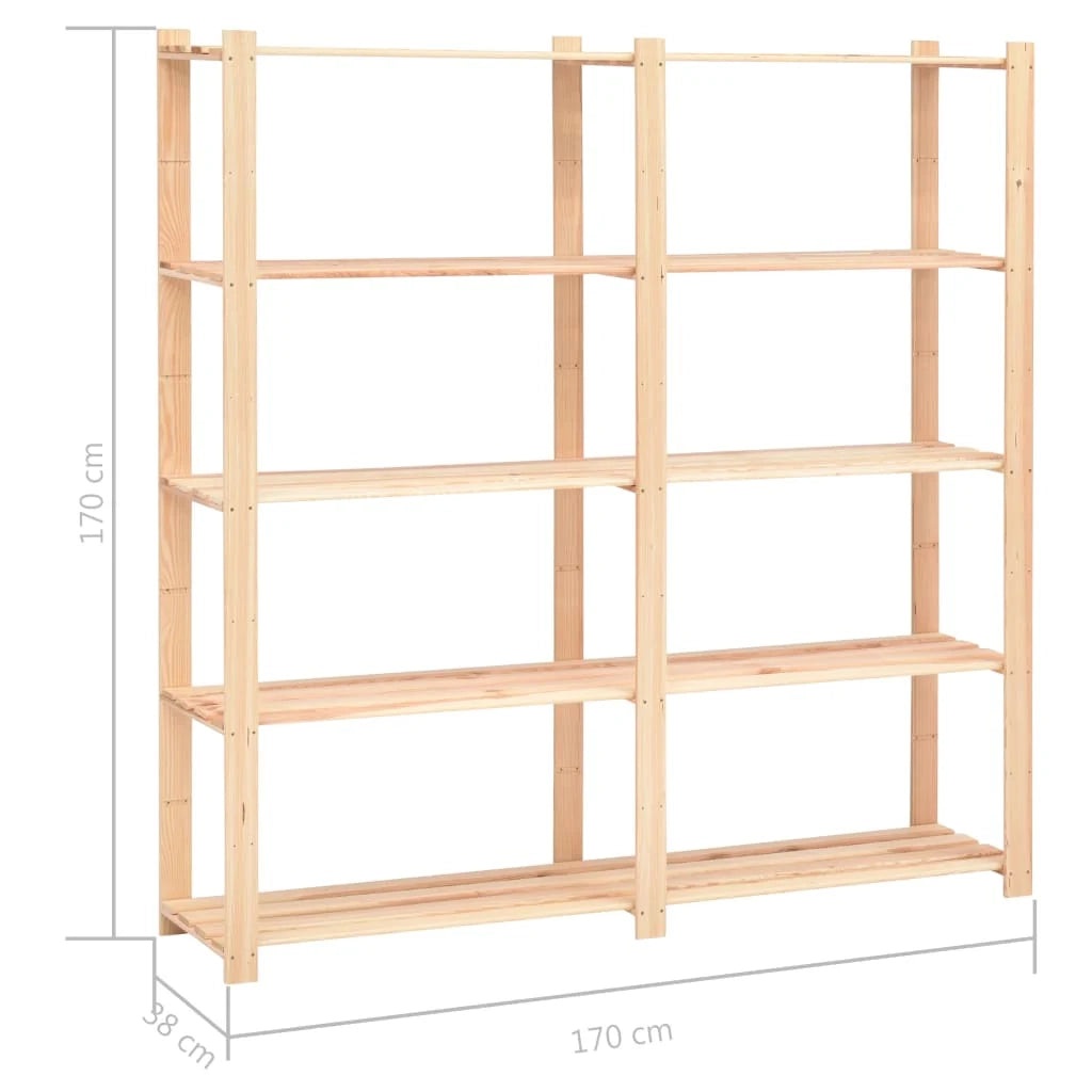 Scaffale portaoggetti a 5 ripiani 3 pezzi 170 x 38 x 170 cm pino 500 kg beige 02_0045731