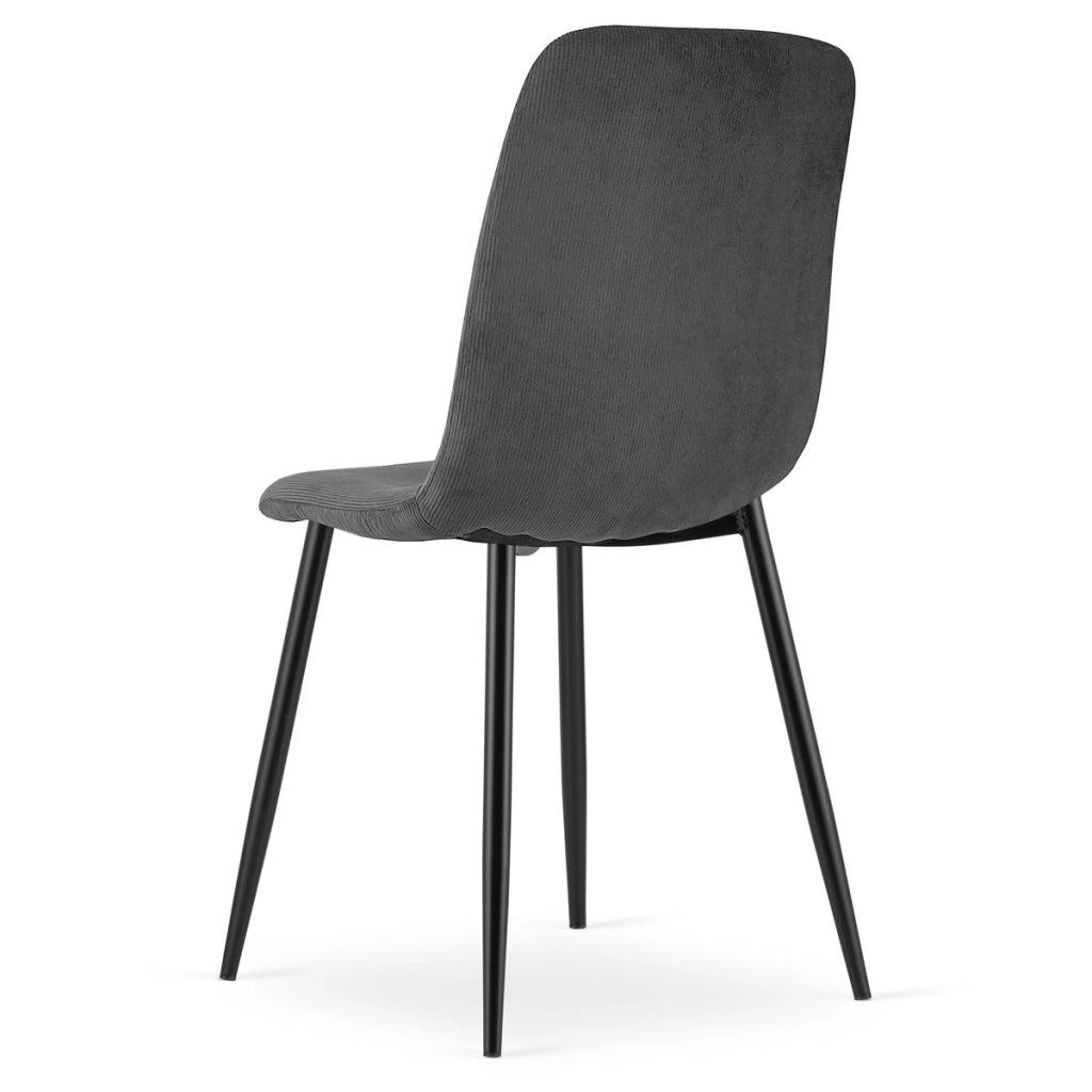 Set di 4 Sedie Rift in Velluto a Coste Grigio con Gambe Nere