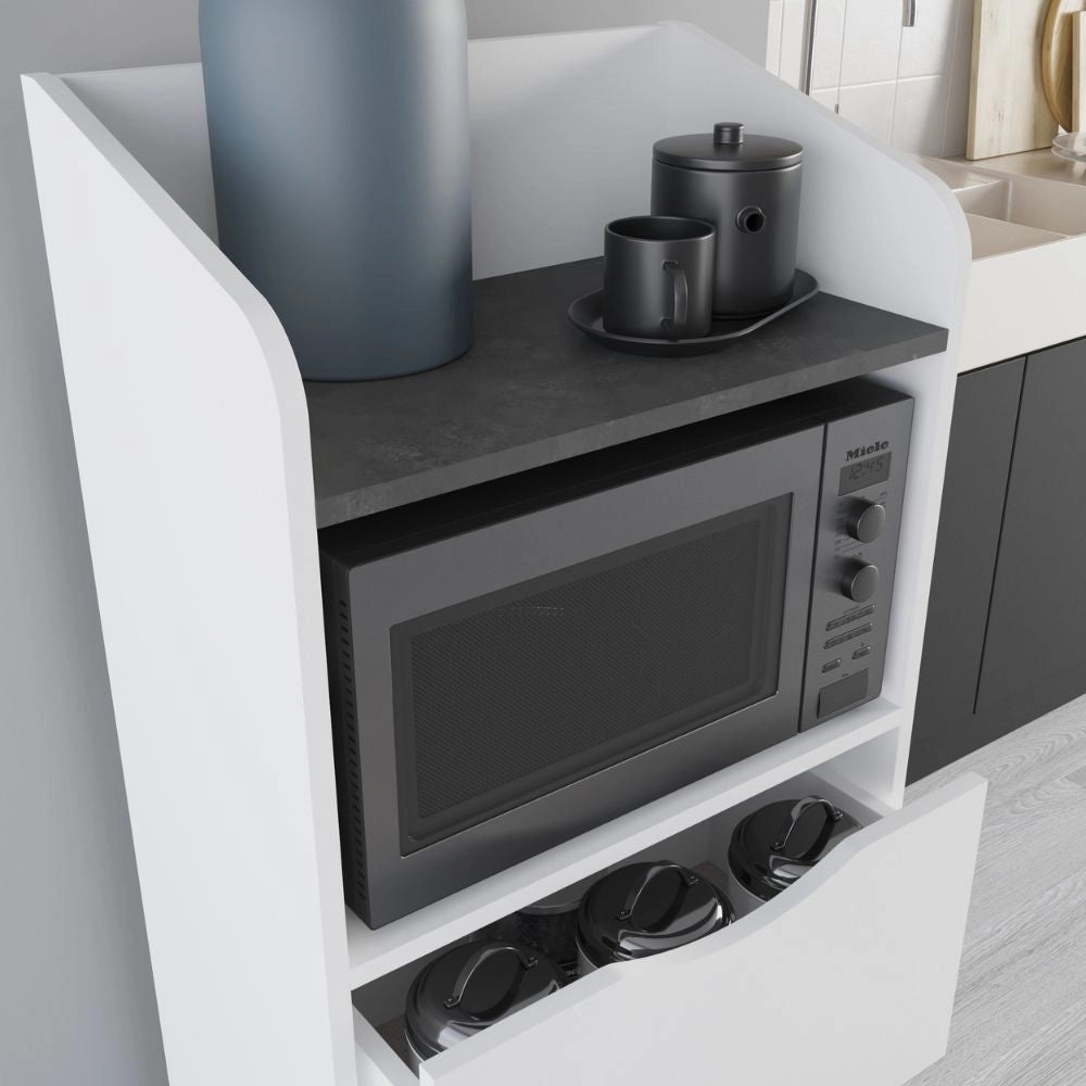 Mobile 2 Cassetti 2 Ripiani 60x36x136 cm in MDF Gorki Bianco e Grigio