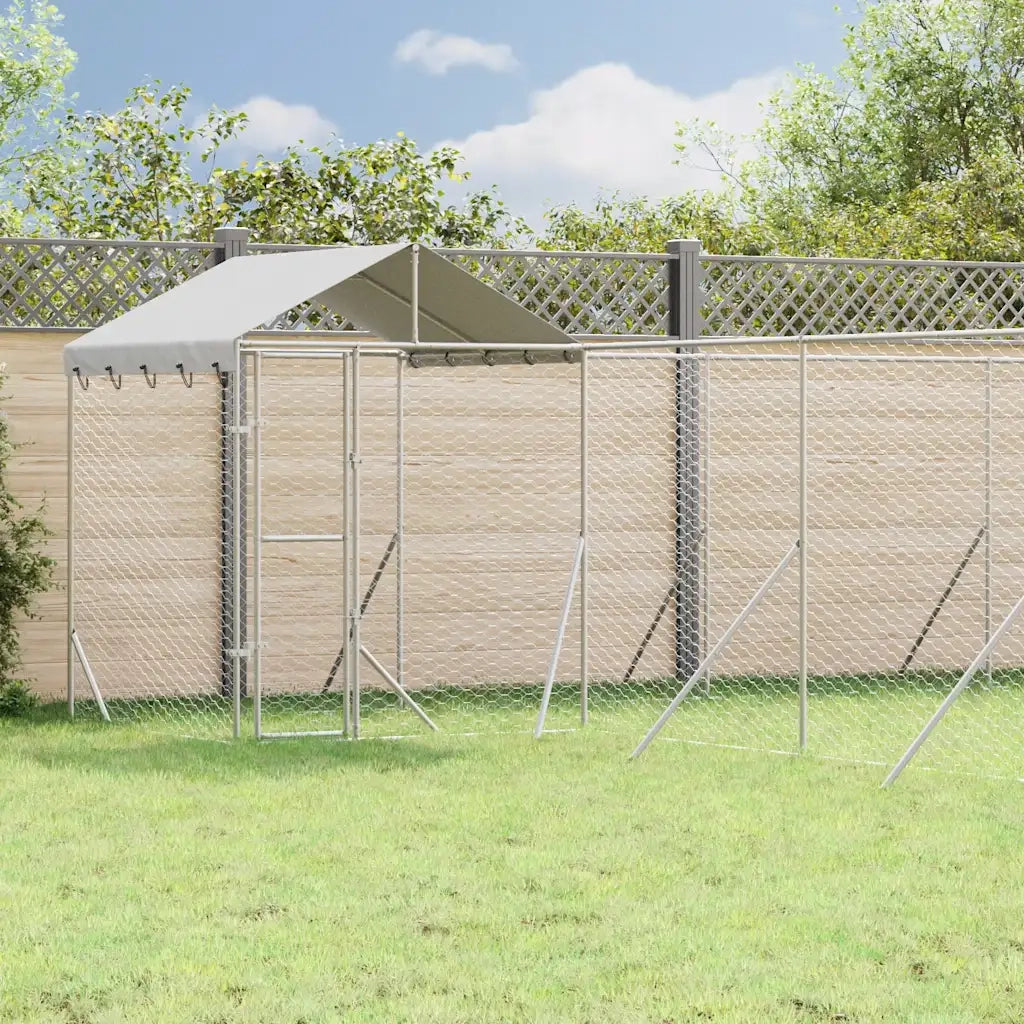 Cuccia Cani da Esterno Tetto Argento 10x8x2,5 m Acciaio Zincatocod mxl 117732