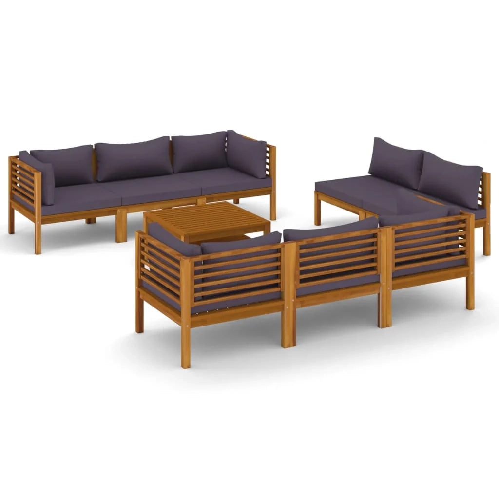 Set di mobili da giardino mobili da esterno 9 pezzi con cuscini legno massello di acacia 02_0017888