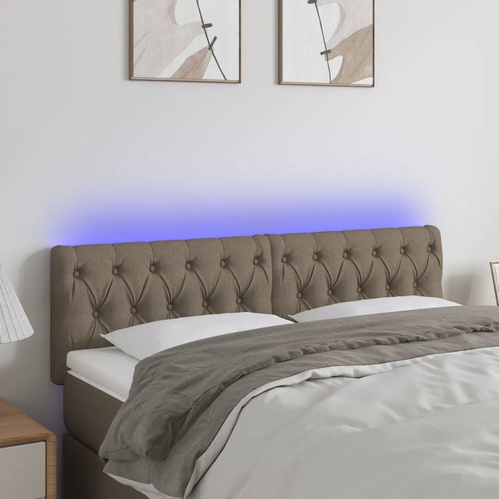 Testiera a LED-Testata con LED Tortora 144x7x78/88 cm in Tessuto