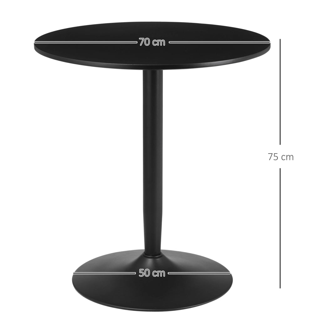 Tavolo da pranzo rotondo ?70 cm; nero; con base in acciaio
