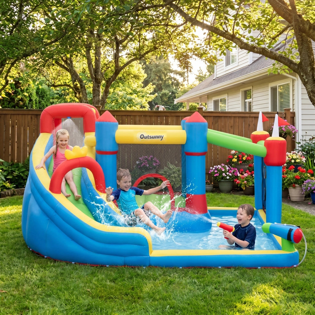 Castello Gonfiabile per Bambini con Scivolo e Piscina ¨C zephmum ¨C 390x300x197cm