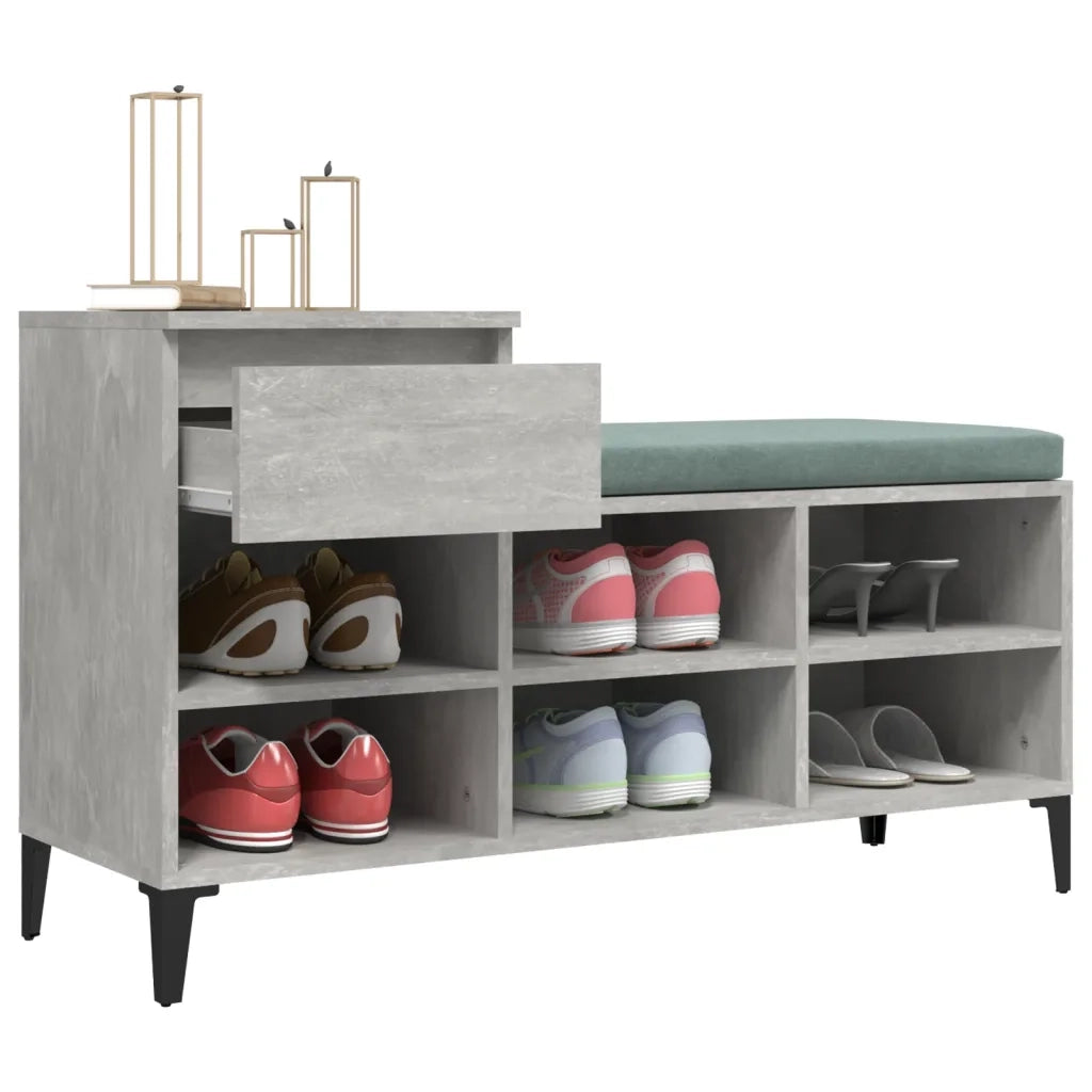 Scarpiera-Scaffale per scarpe Grigio Cemento 102x36x60 cm in Legno Multistrato 196581