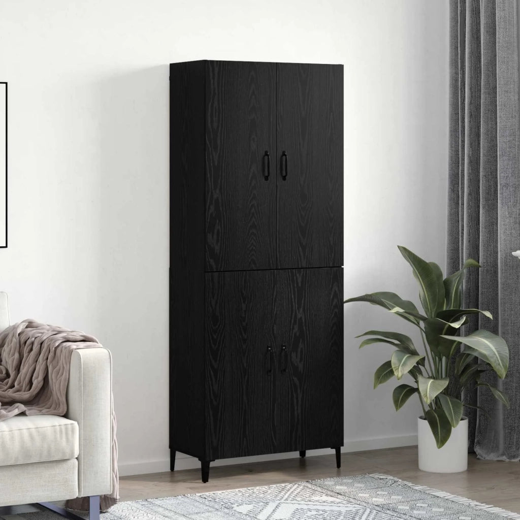 Credenza 2 pz | Madia | Buffet da pranzo | Armadio da pranzo Rovere Nero Legno multistrato