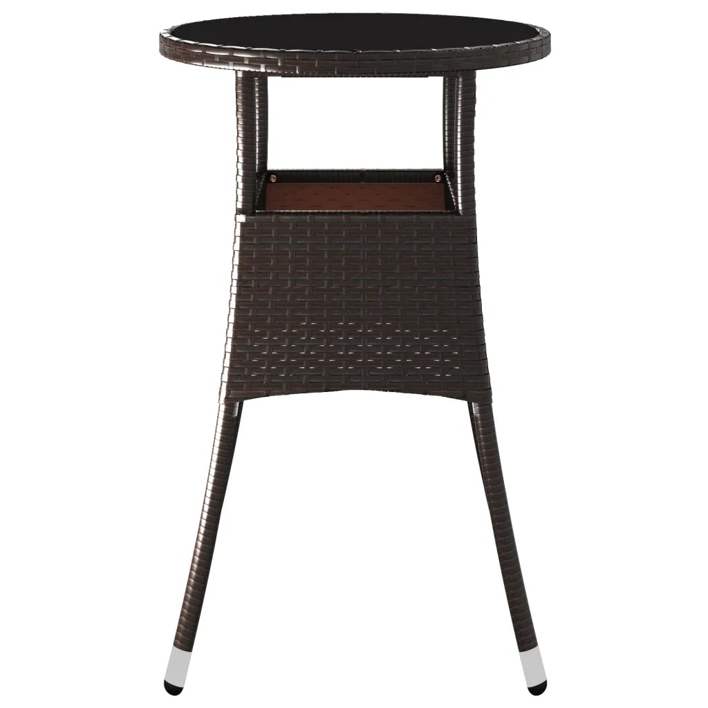 Tavolo Giardino Ã˜60x75 cm Vetro Temperato e Polyrattan Marrone cod mxl 34235