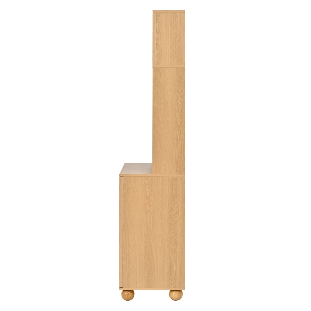 Credenza e madia con 2 ante, vano aperto e ripiano regolabile, per soggiorno e ingresso, naturale, 80 × 40 × 180 cm