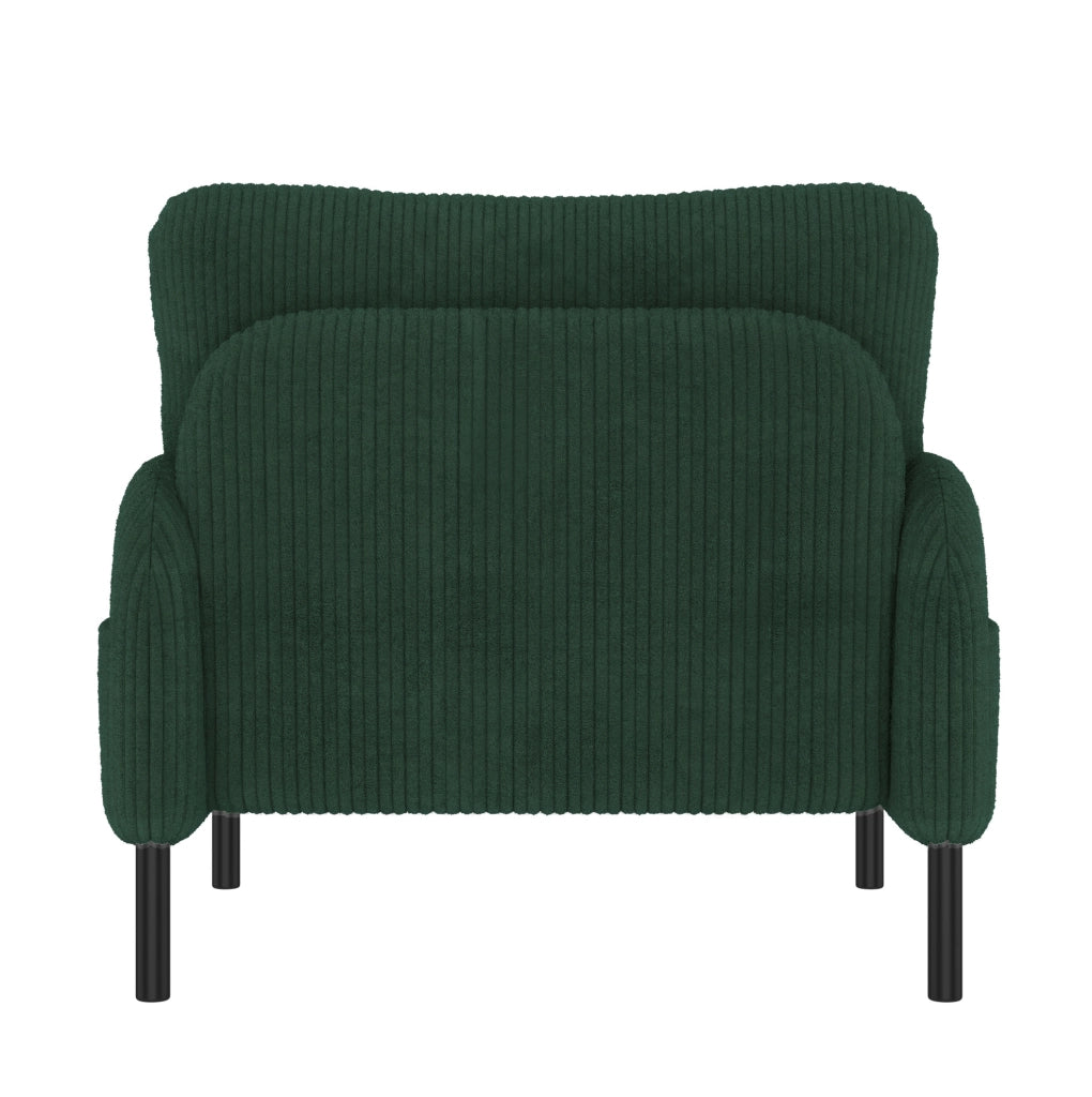 Poltrona in velluto a coste verde smeraldo con tasca laterale
