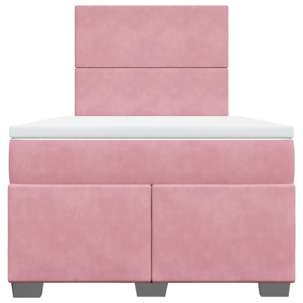 Giroletto a Molle con Materasso Rosa 120x190 cm in Velluto