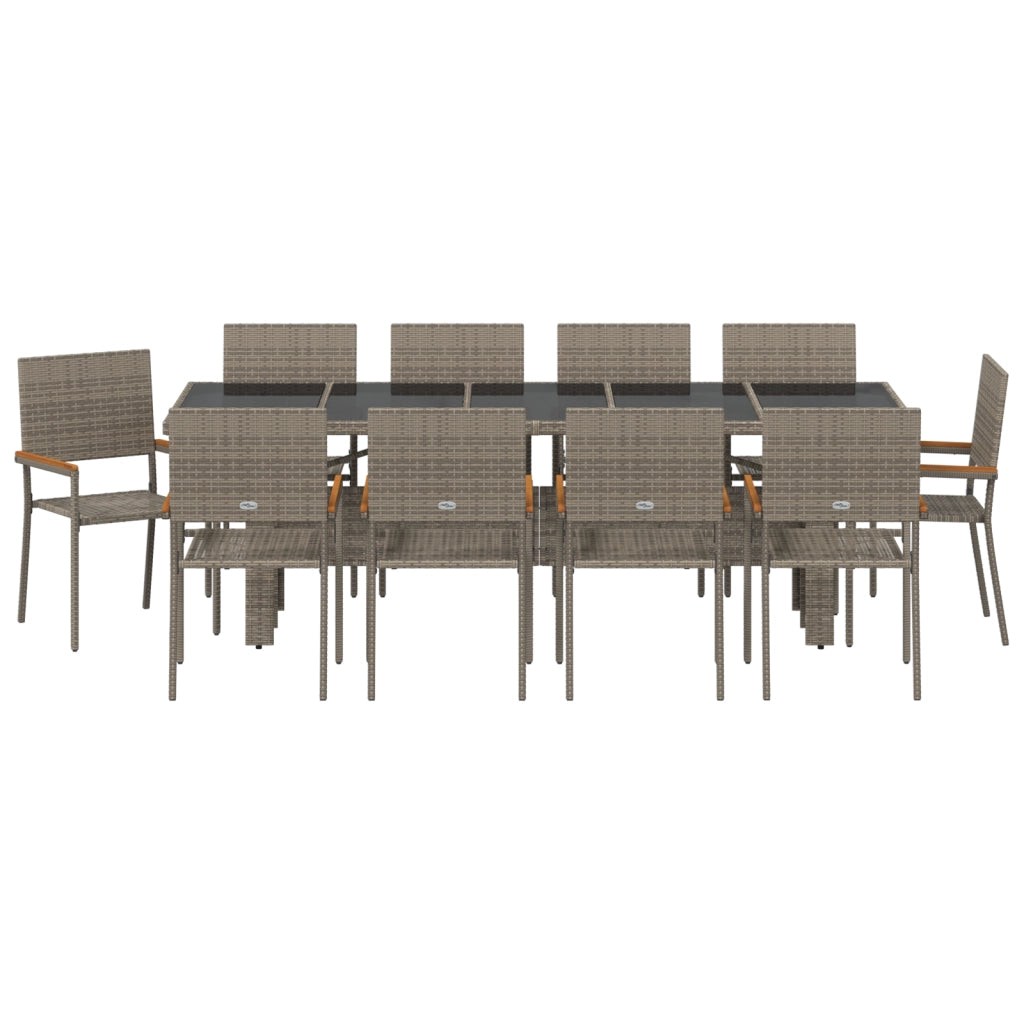 Set da Pranzo da Giardino di 11 Pezzi  Grigio in Polyrattan