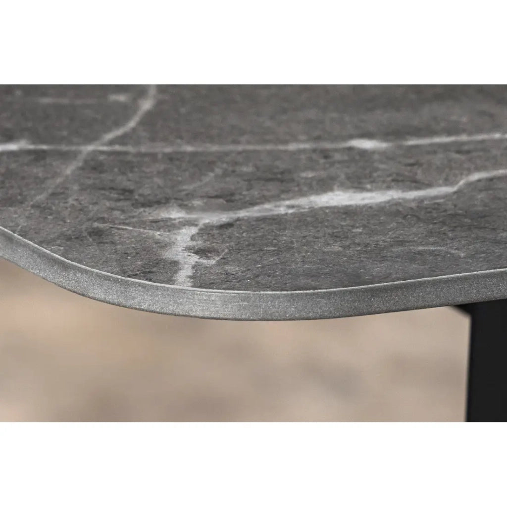 Table HEXA – Rettangolare 160 cm – Piano in ceramica effetto marmo antracite – Gambe in metallo – Stile moderno