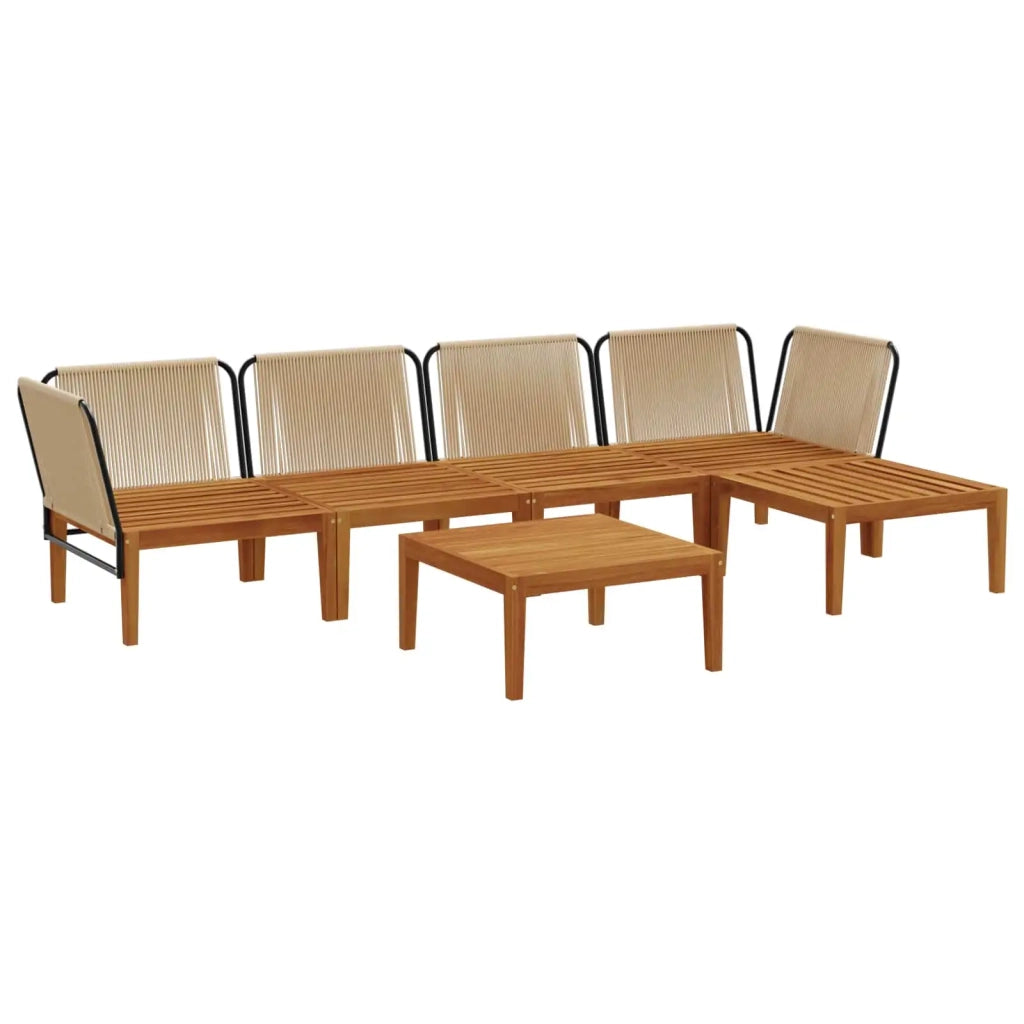 6 pcs Legno massiccio di acacia e corda Naturale 3407767