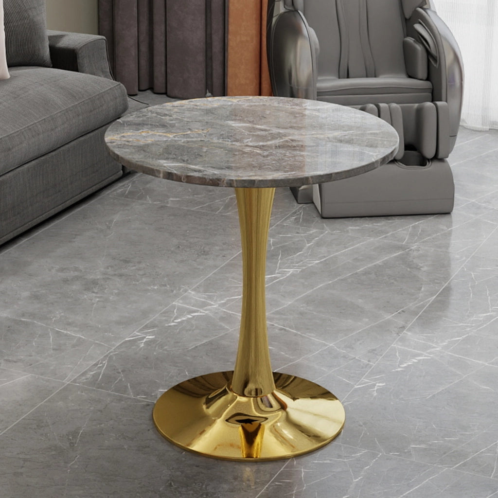 Tavolino da Caff¨¨ Rotondo ¨C MINIMAL ¨C Piano in Marmo Grigio, Design Moderno, 70 cm