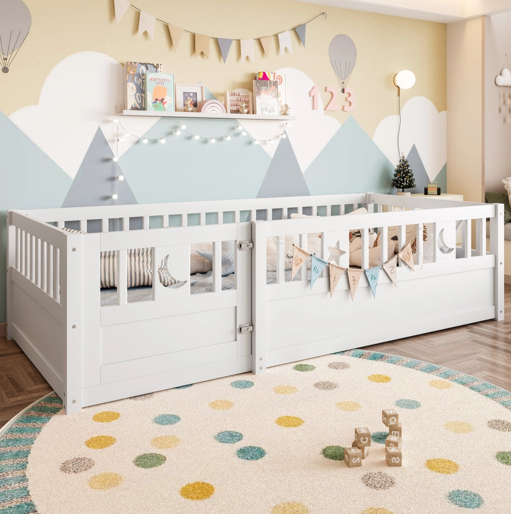 Letto singolo per bambini 90x190 cm con sponde, bianco