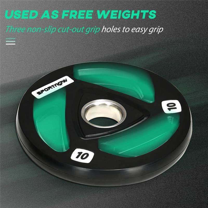 SET DI 2 DISCHI PESI IN ACCIAIO CON RIVESTIMENTO IN GOMMA PER BILANCIERE 10 KG